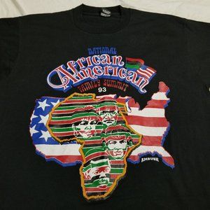Vintage 90s Black African American Family T Shirt Black History Expo Art Africa